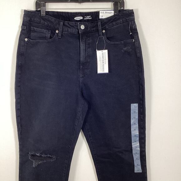 Old Navy Jeans High Rise O.G. Straight Secret Smooth Pockets Black Denim 14 NWT - Picture 2 of 10
